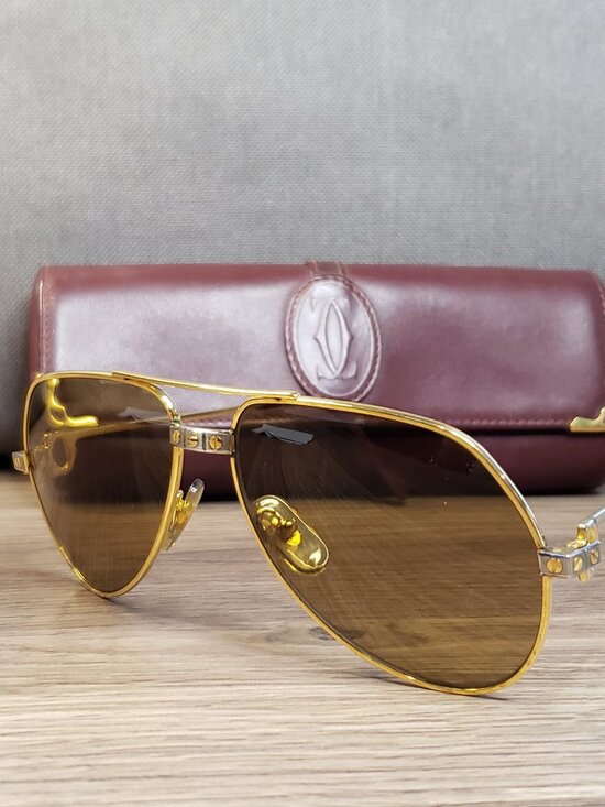 Cartier Santos Vendôme Aviator Sunglasses – Vintage Authentic Gold Frame w/ Case main image 7